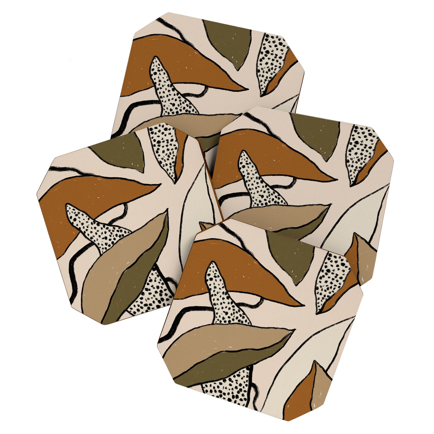 Patterned Tropical Leaves #1 Coaster Gallery Image 1
