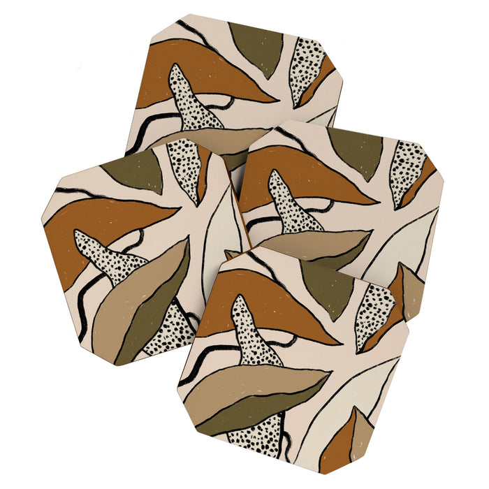 Patterned Tropical Leaves #1 Coaster Gallery Image 1