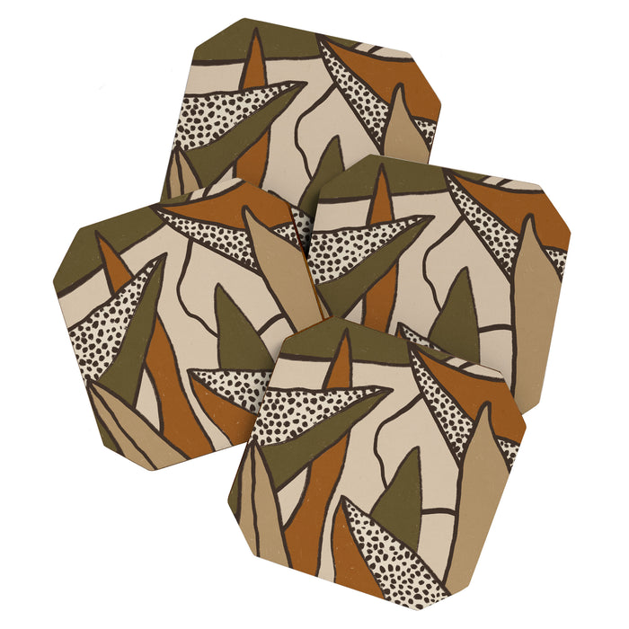 Patterned Tropical Leaves #2 Coaster Gallery Image 1