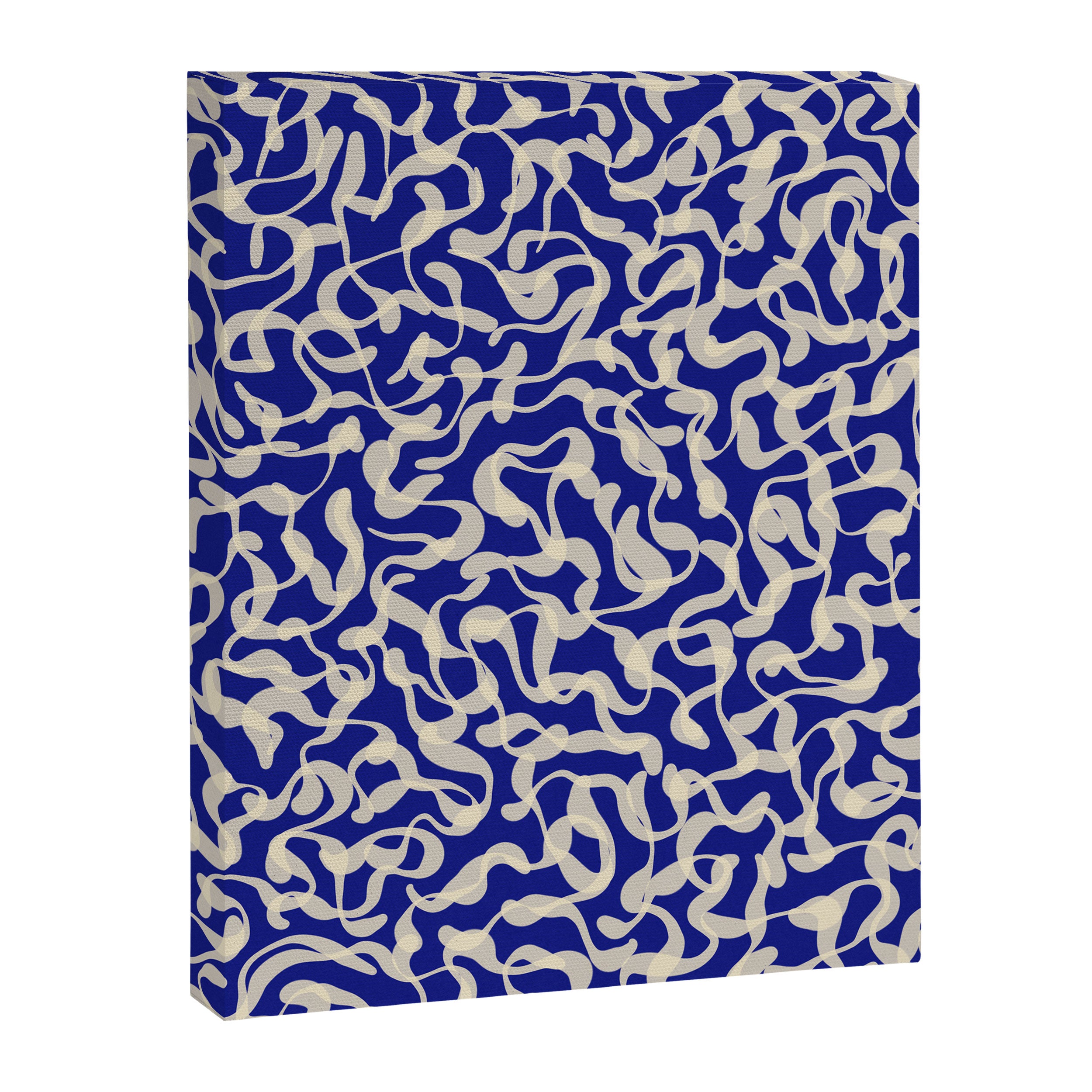 Playful strokes #1 / Beige on Blue Canvas Print Gallery Image 8