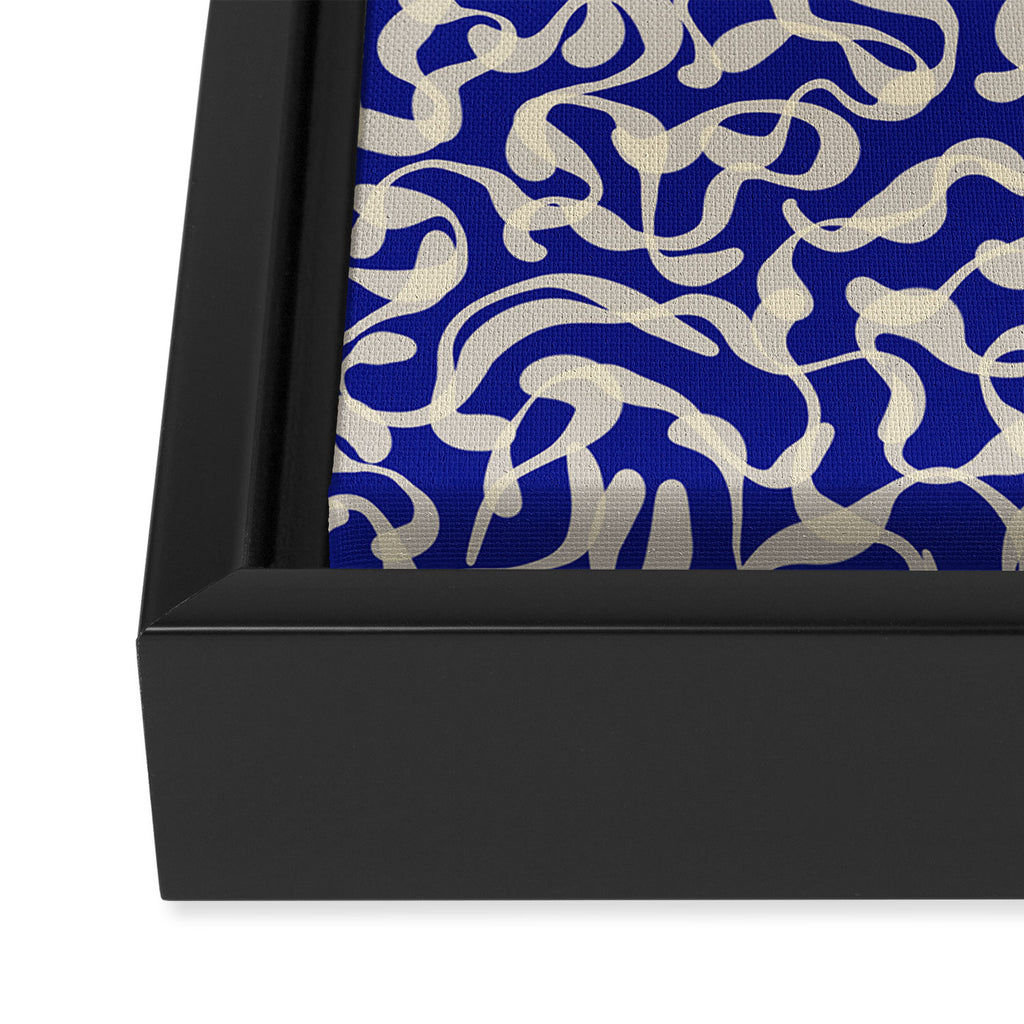 Playful strokes #1 / Beige on Blue Framed Canvas Print Gallery Image 3