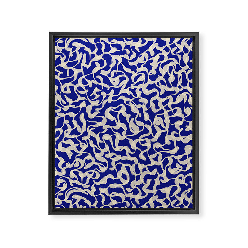 Playful strokes #1 / Beige on Blue Framed Canvas Print Gallery Image 8