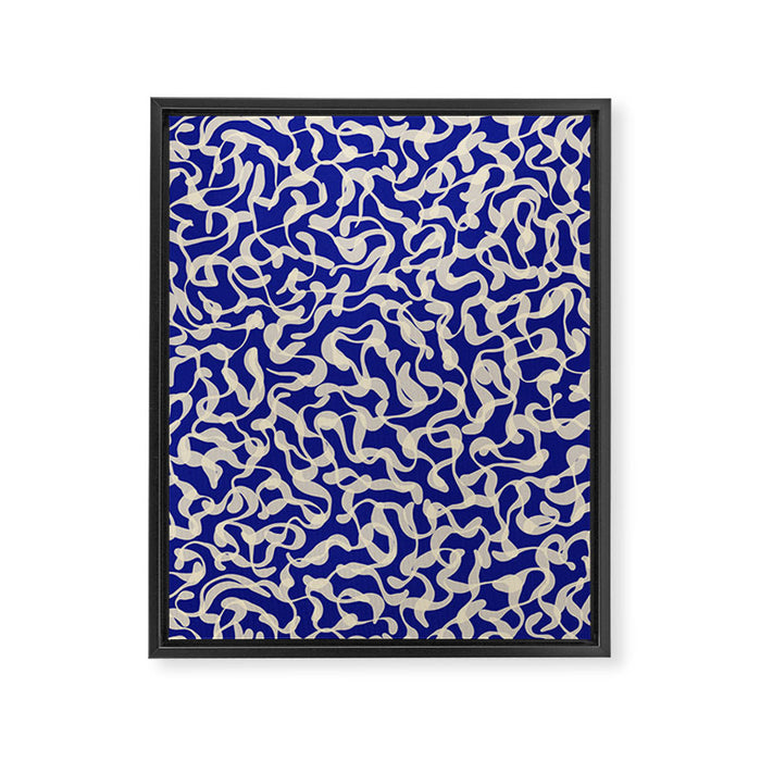 Playful strokes #1 / Beige on Blue Framed Canvas Print Gallery Image 1