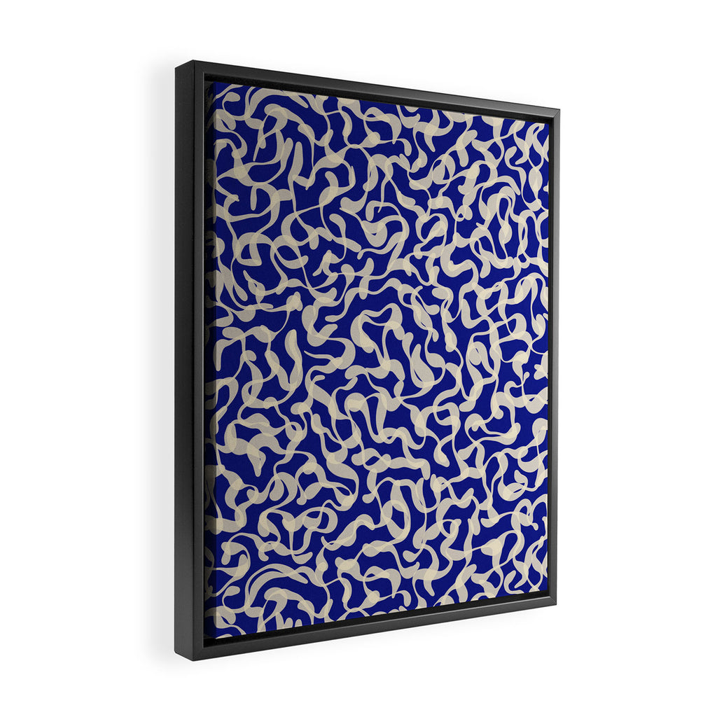 Playful strokes #1 / Beige on Blue Framed Canvas Print Gallery Image 2