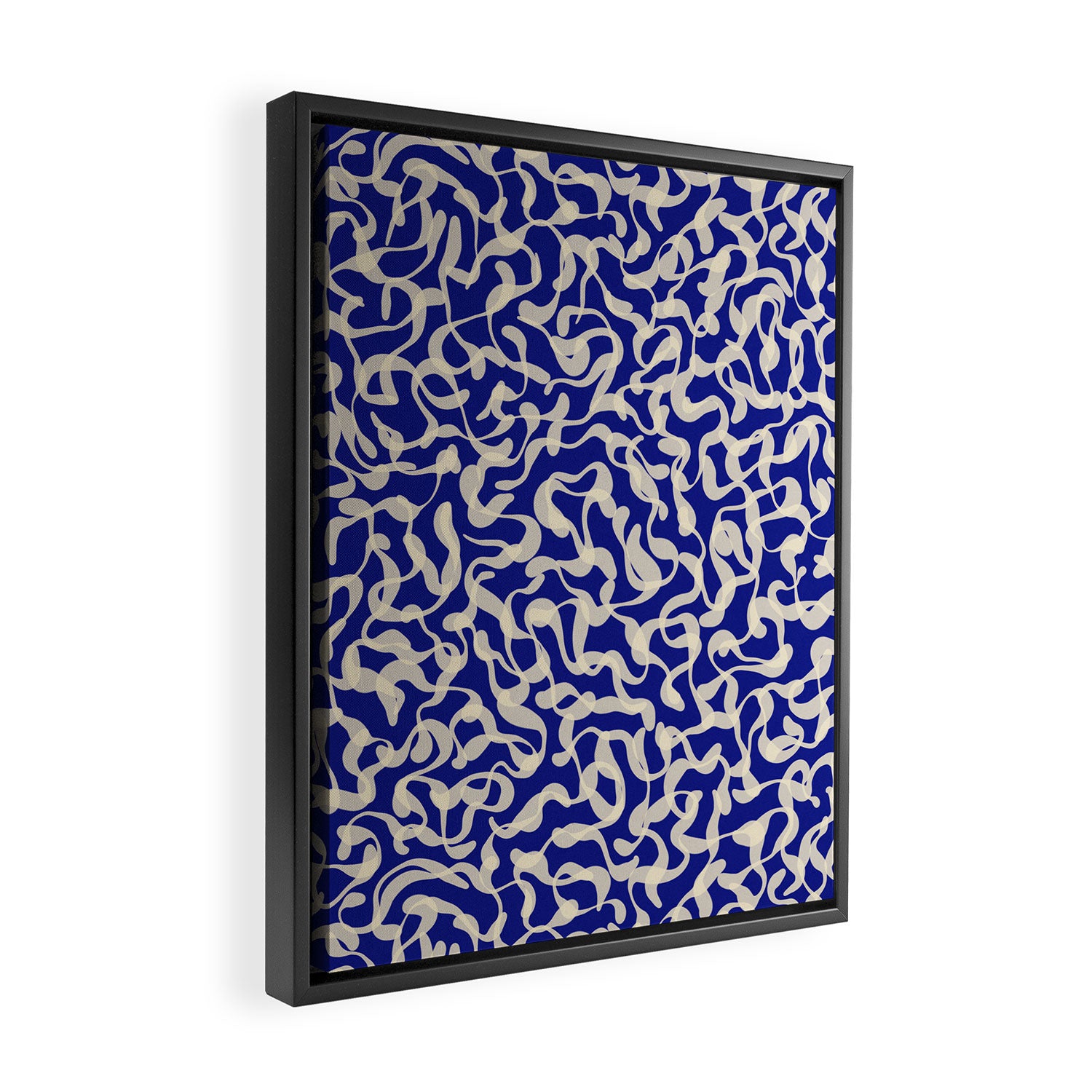Playful strokes #1 / Beige on Blue Framed Canvas Print Gallery Image 2