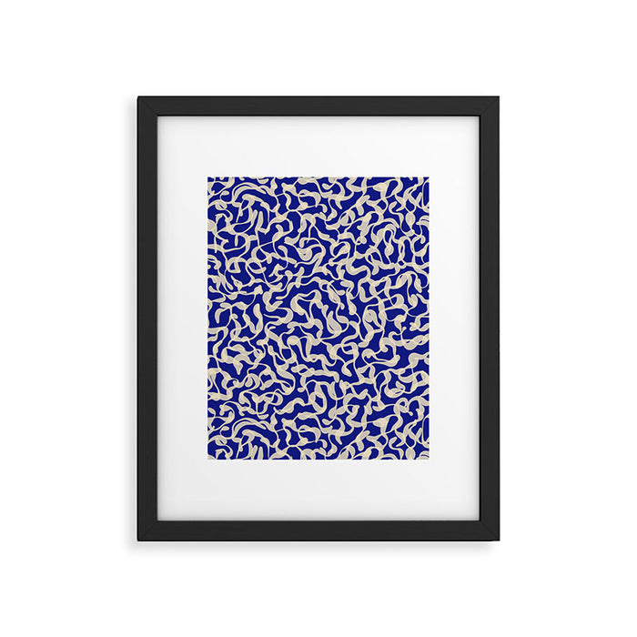 Playful strokes #1 / Beige on Blue Framed Art Print Gallery Image 1