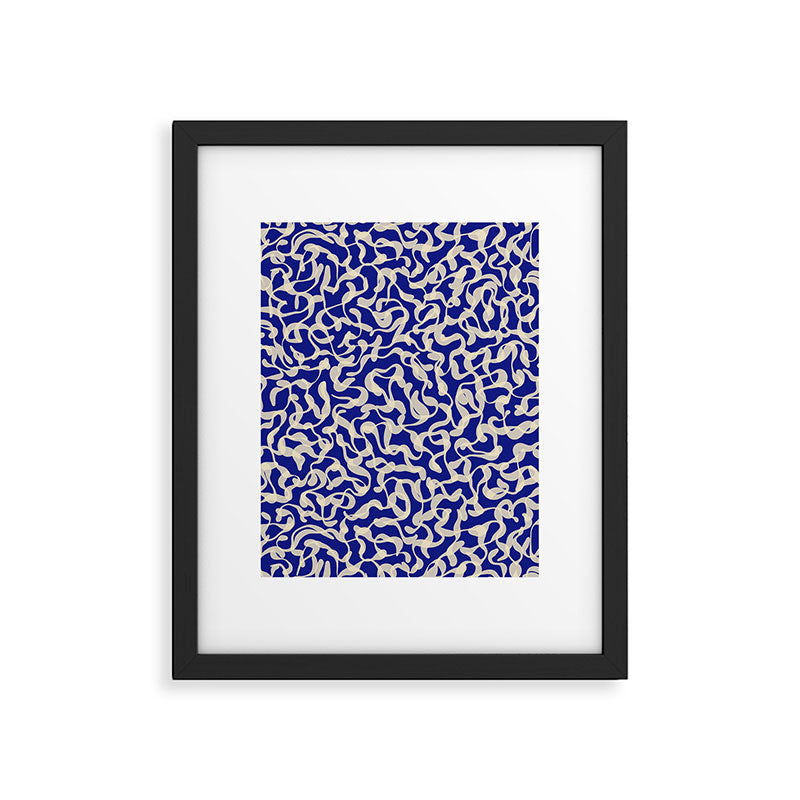 Playful strokes #1 / Beige on Blue Framed Art Print Gallery Image 6