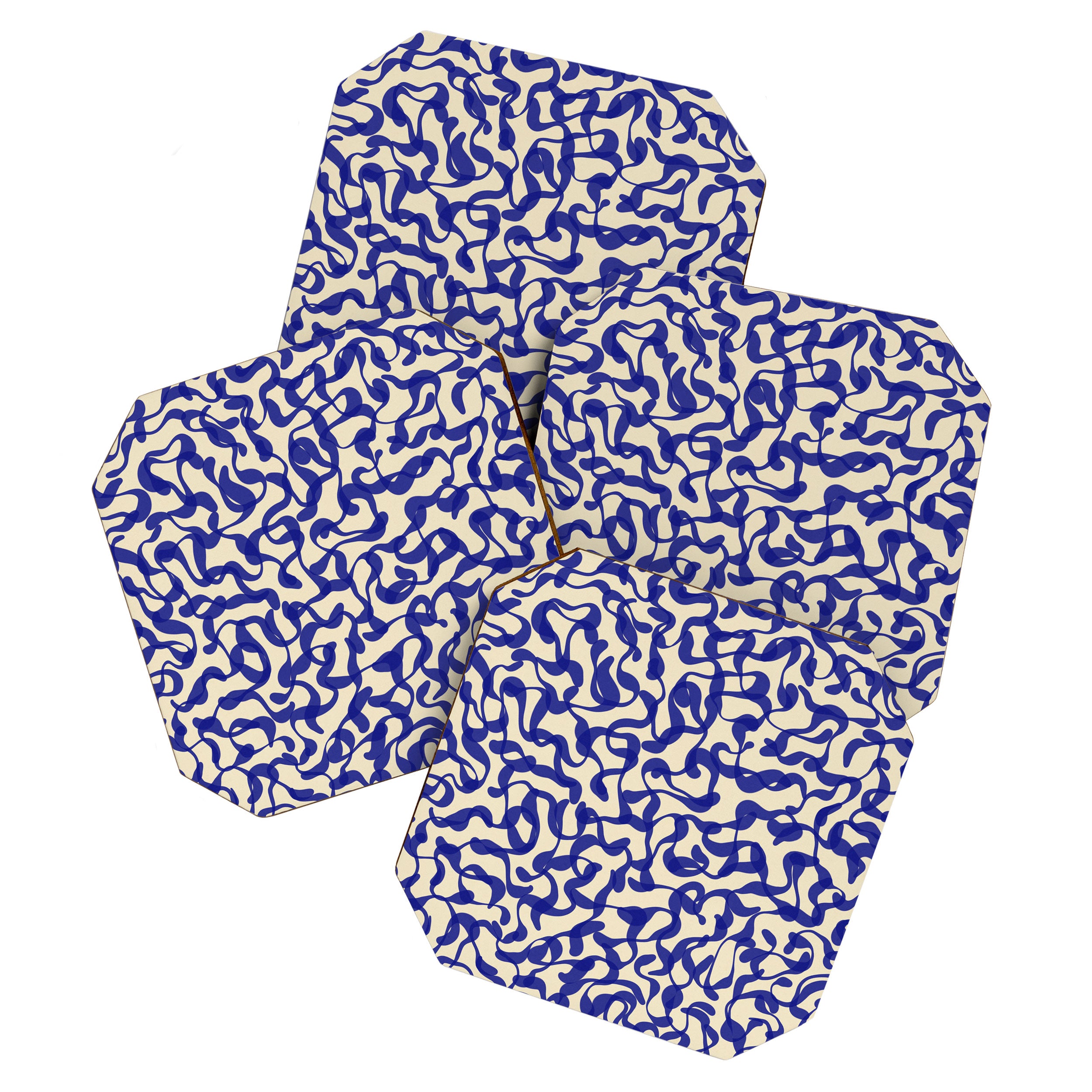 Playful strokes #2 / Blue on Beige Coaster Gallery Image 1