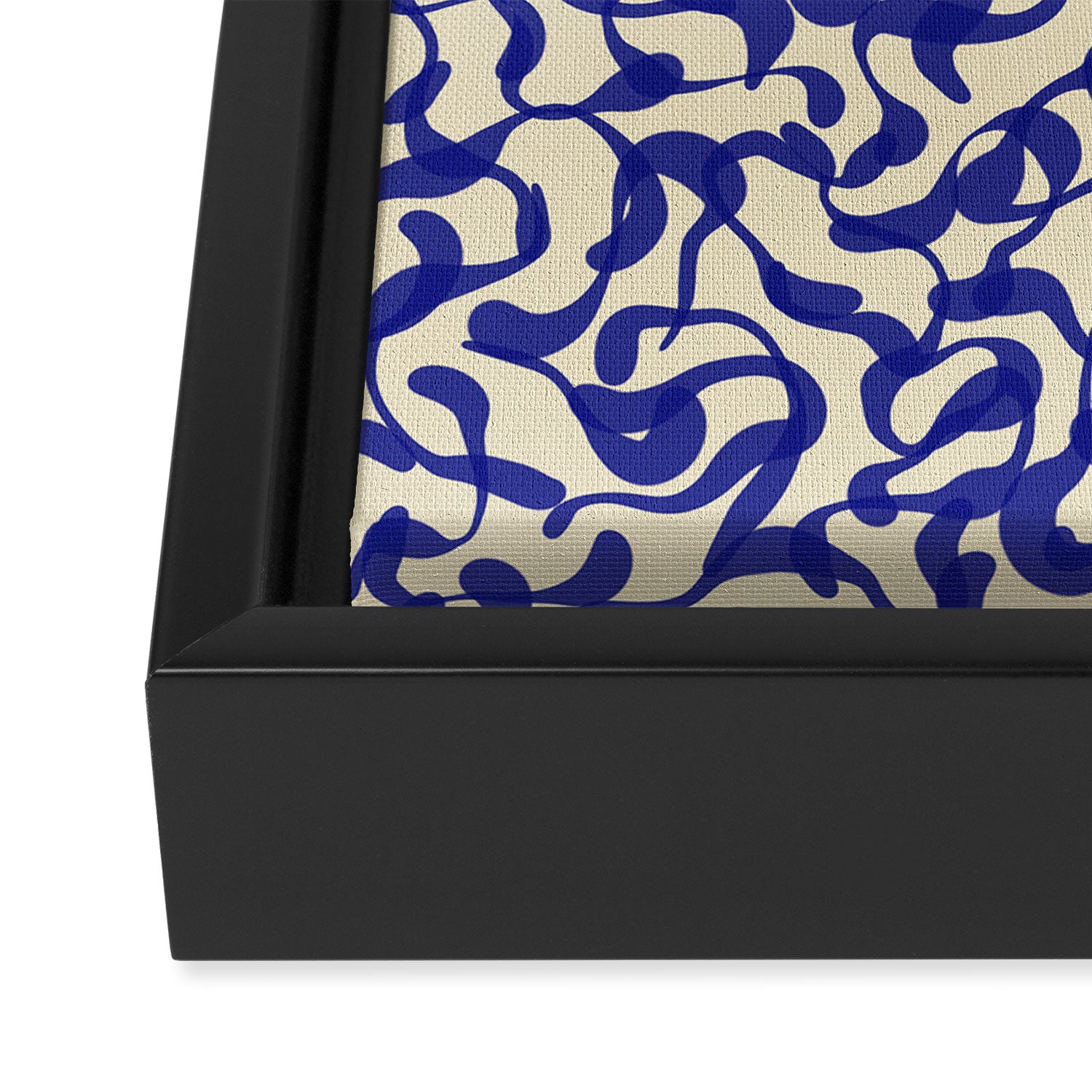 Playful strokes #2 / Blue on Beige Framed Canvas Print Gallery Image 3