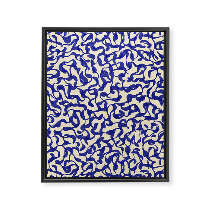 Playful strokes #2 / Blue on Beige Framed Canvas Print Gallery Image 1