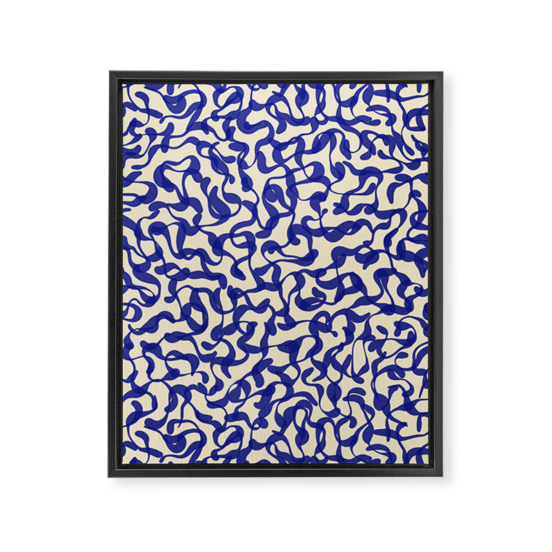 Playful strokes #2 / Blue on Beige Framed Canvas Print Gallery Image 8