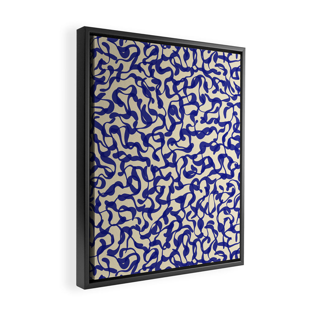 Playful strokes #2 / Blue on Beige Framed Canvas Print Gallery Image 2
