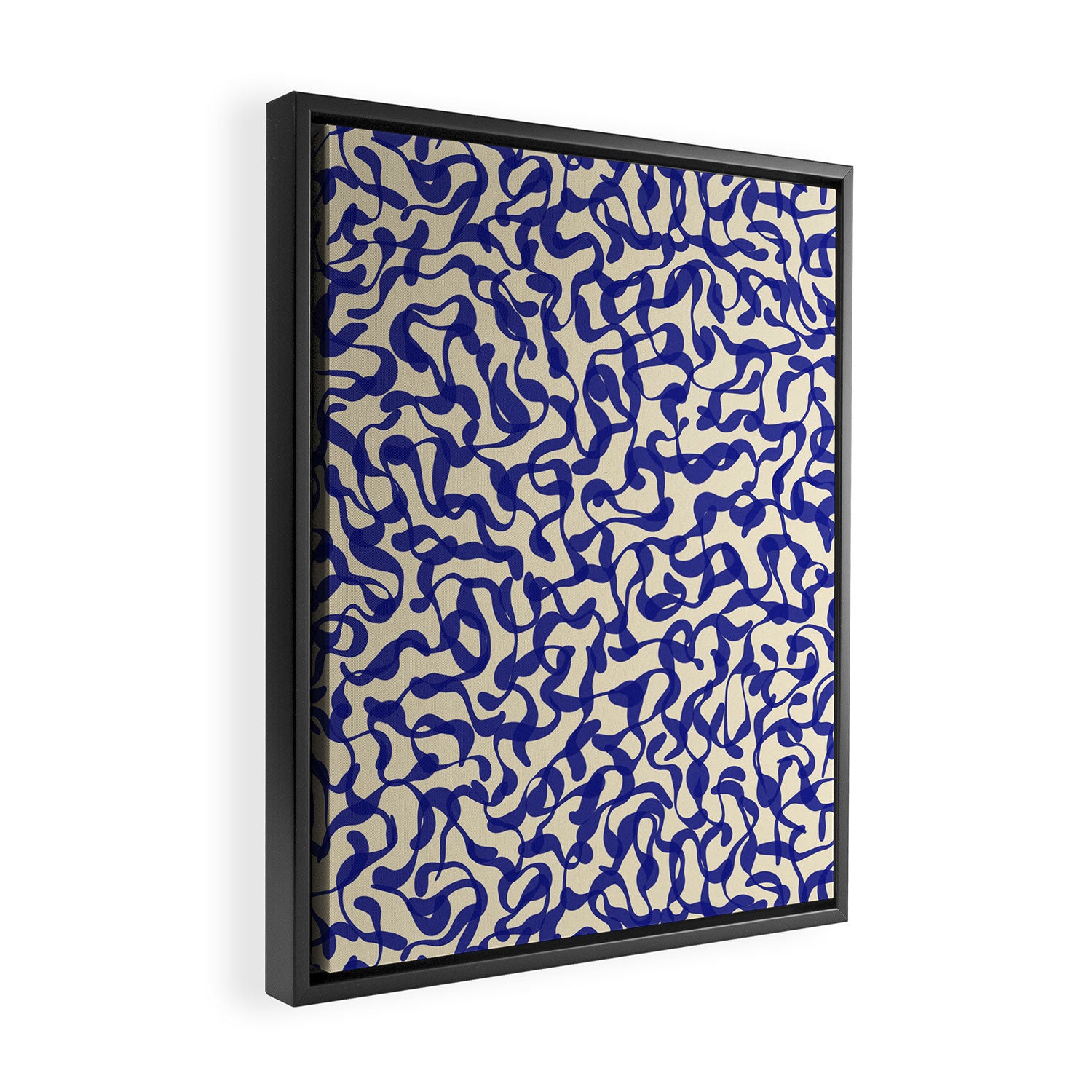 Playful strokes #2 / Blue on Beige Framed Canvas Print Gallery Image 2