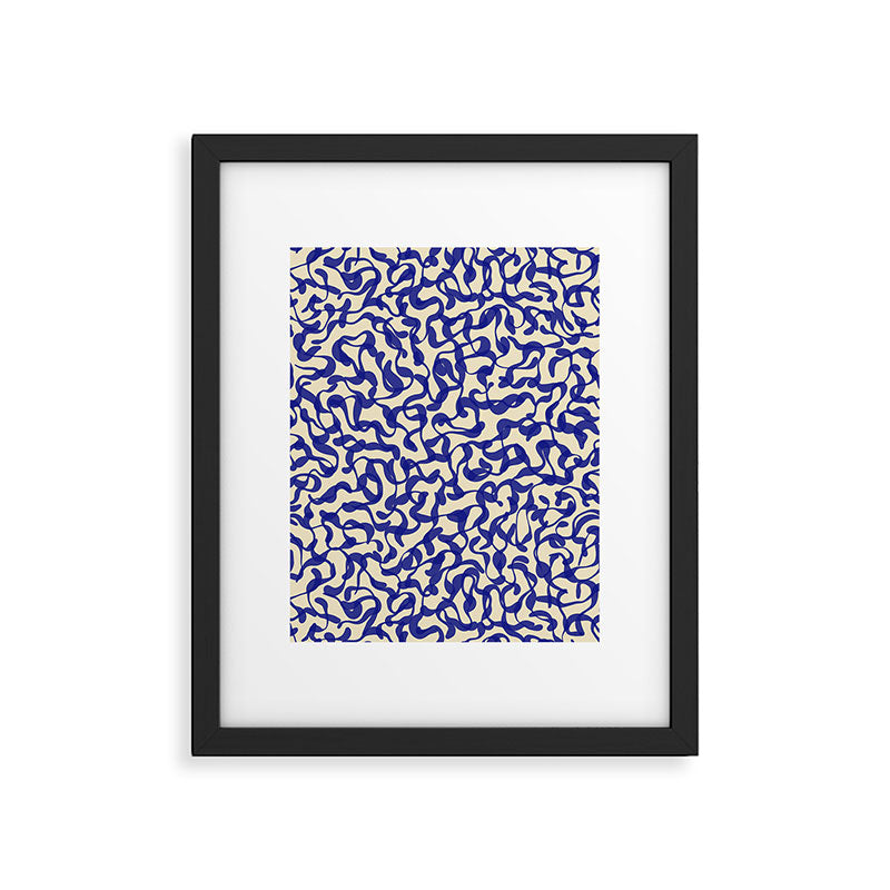 Playful strokes #2 / Blue on Beige Framed Art Print Gallery Image 6