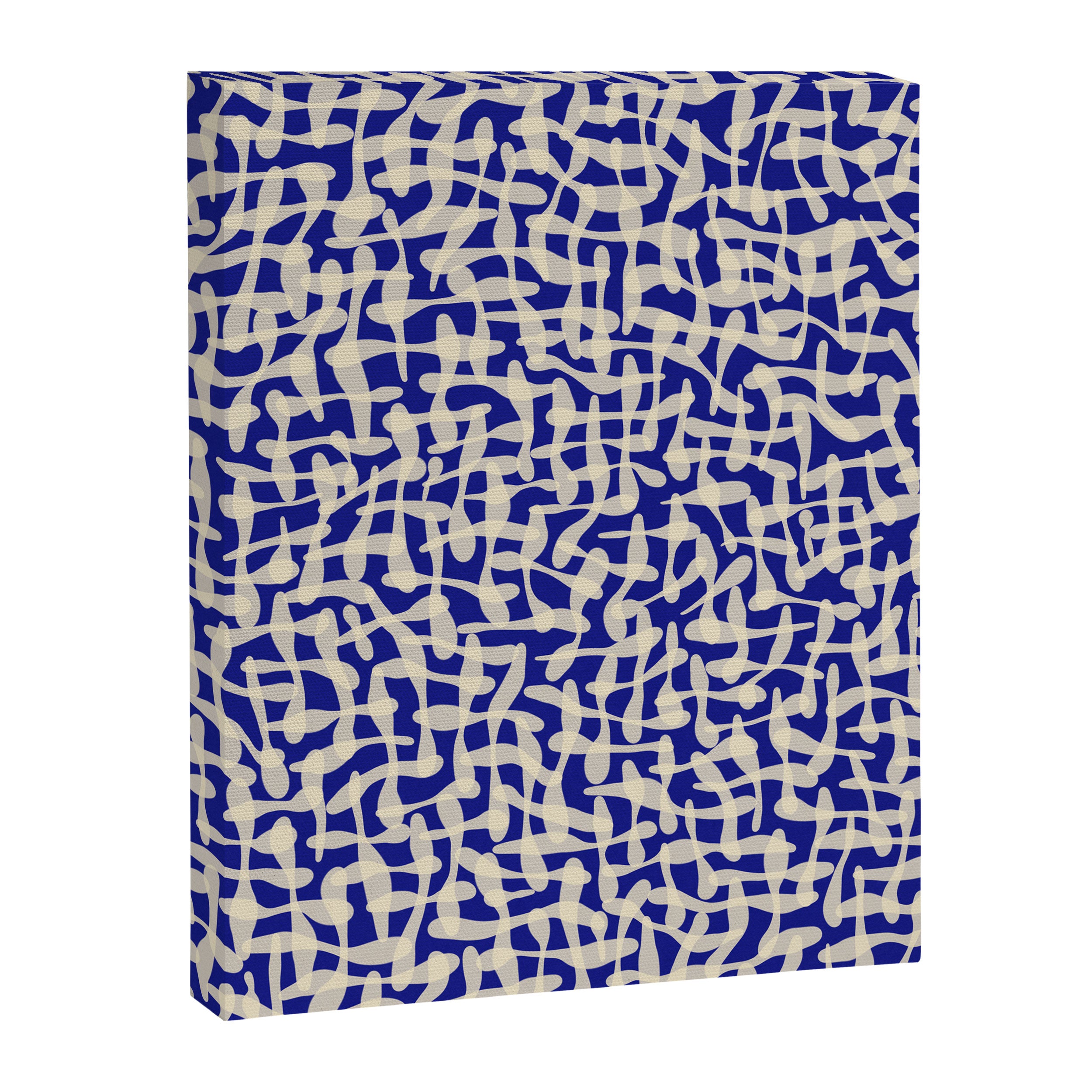Playful strokes #3 / Beige on Blue Canvas Print Gallery Image 6