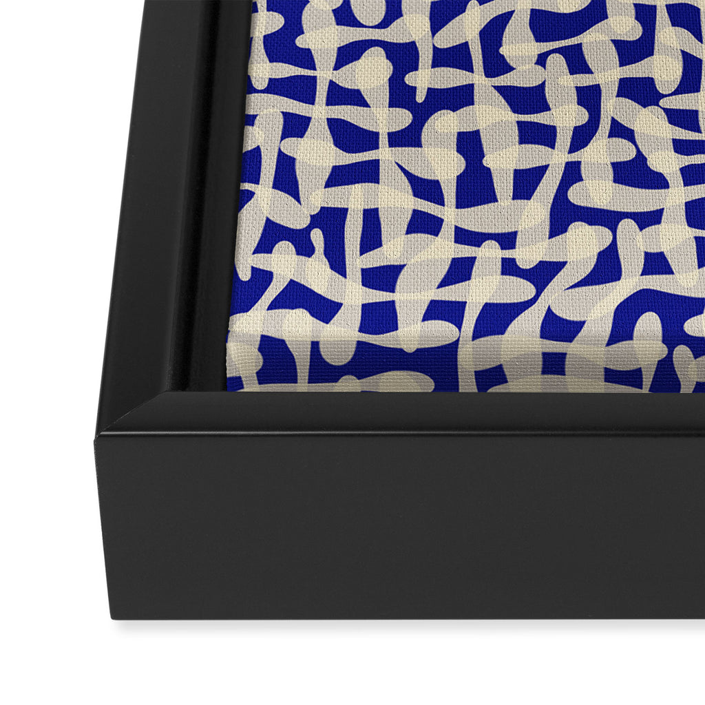 Playful strokes #3 / Beige on Blue Framed Canvas Print Gallery Image 3