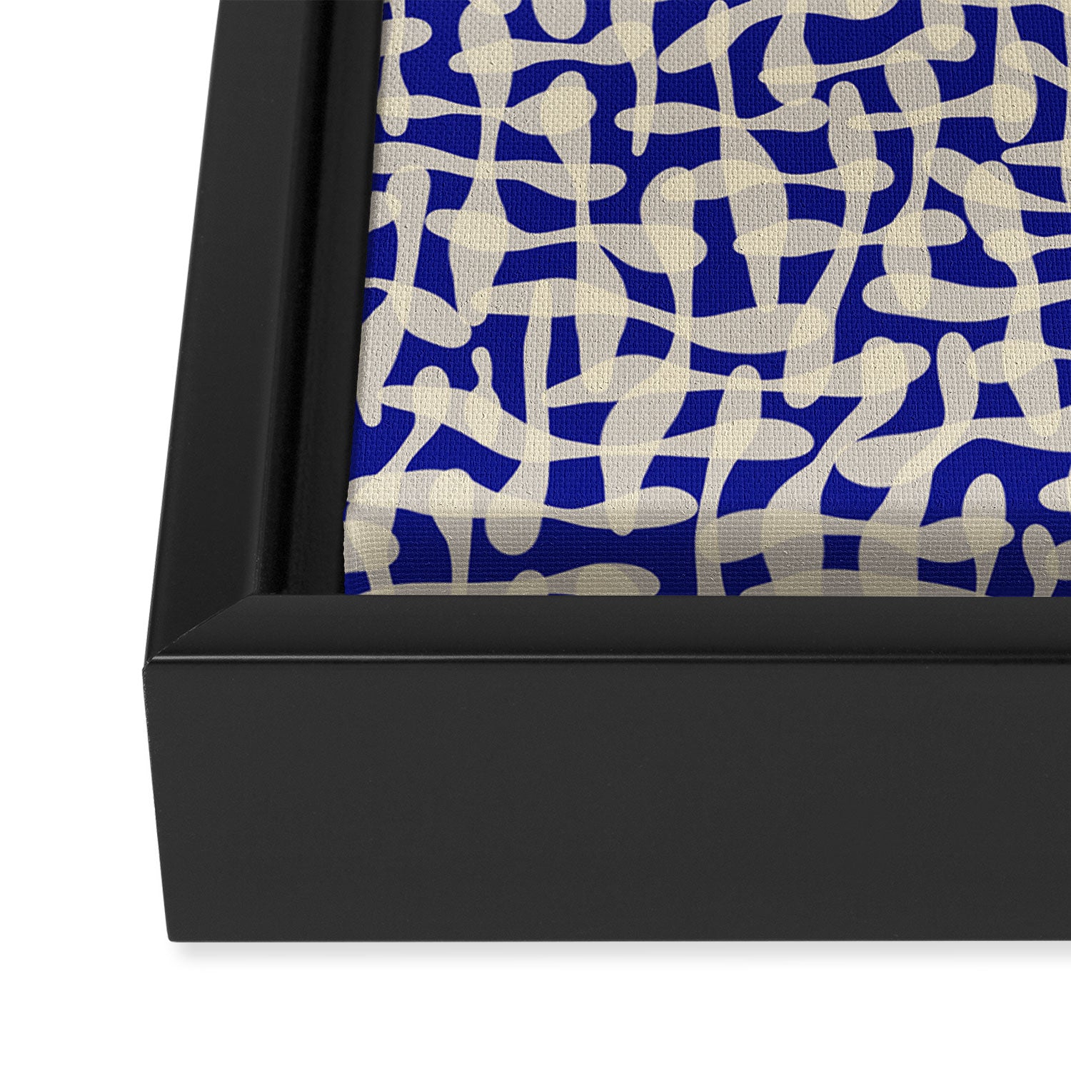 Playful strokes #3 / Beige on Blue Framed Canvas Print Gallery Image 3