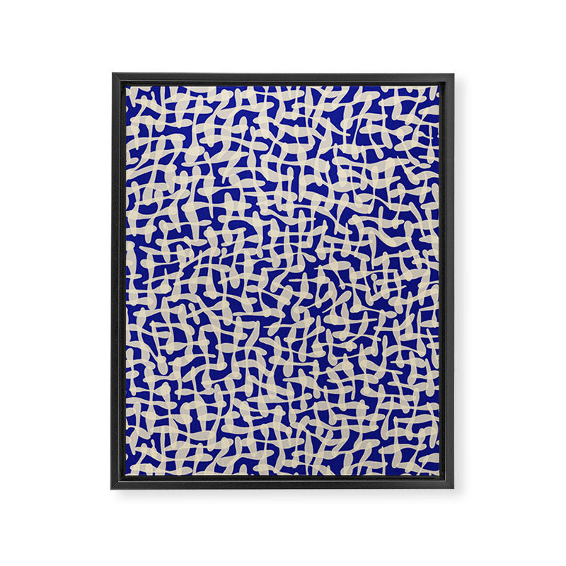 Playful strokes #3 / Beige on Blue Framed Canvas Print Gallery Image 6