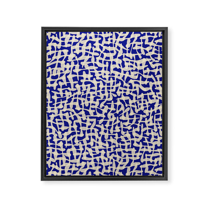 Playful strokes #3 / Beige on Blue Framed Canvas Print Gallery Image 1
