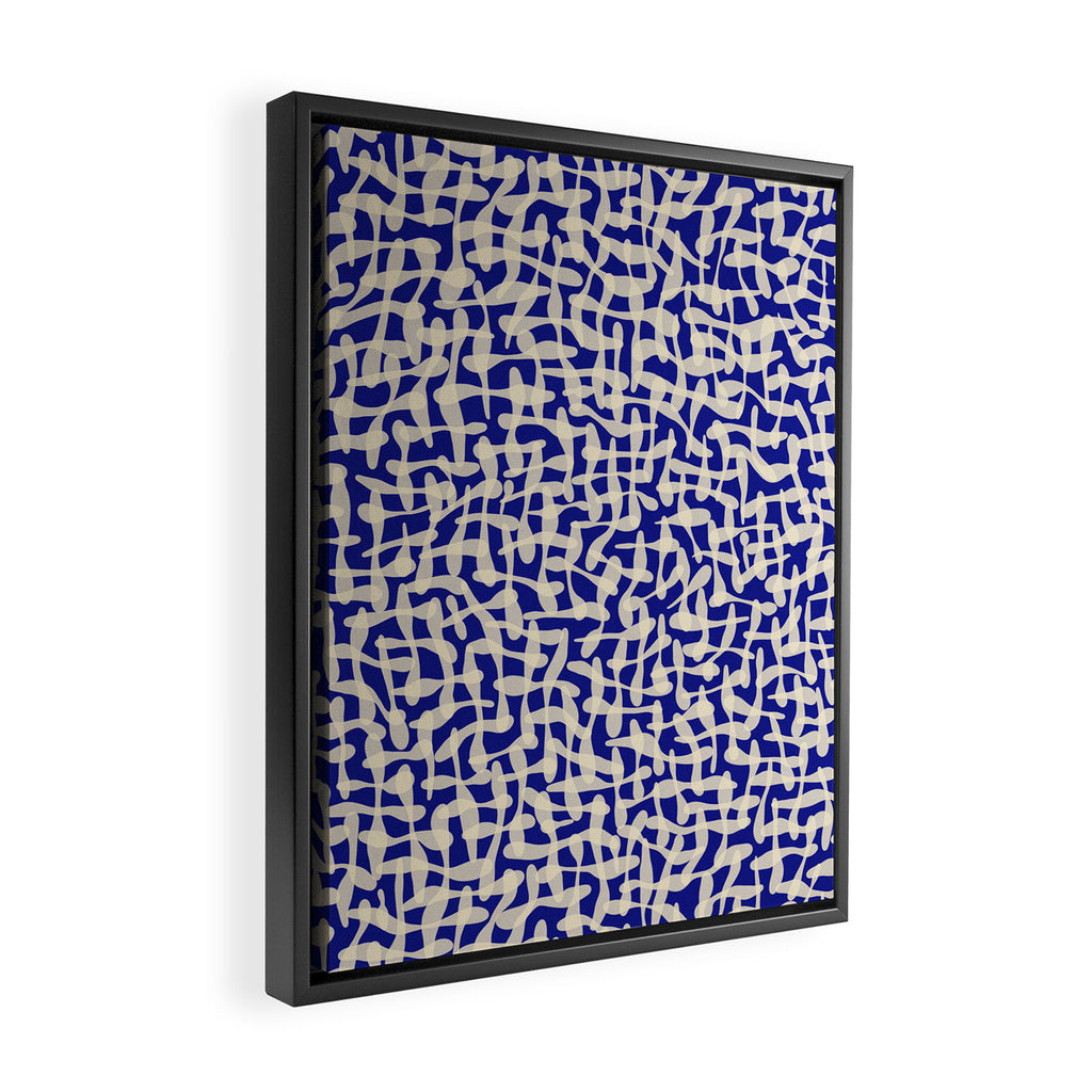 Playful strokes #3 / Beige on Blue Framed Canvas Print Gallery Image 2