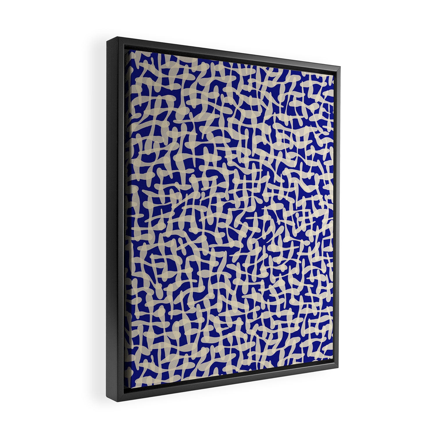 Playful strokes #3 / Beige on Blue Framed Canvas Print Gallery Image 2