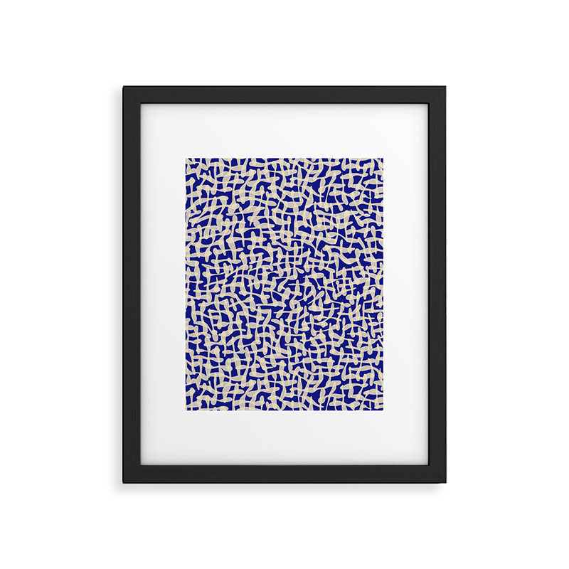 Playful strokes #3 / Beige on Blue Framed Art Print Gallery Image 5