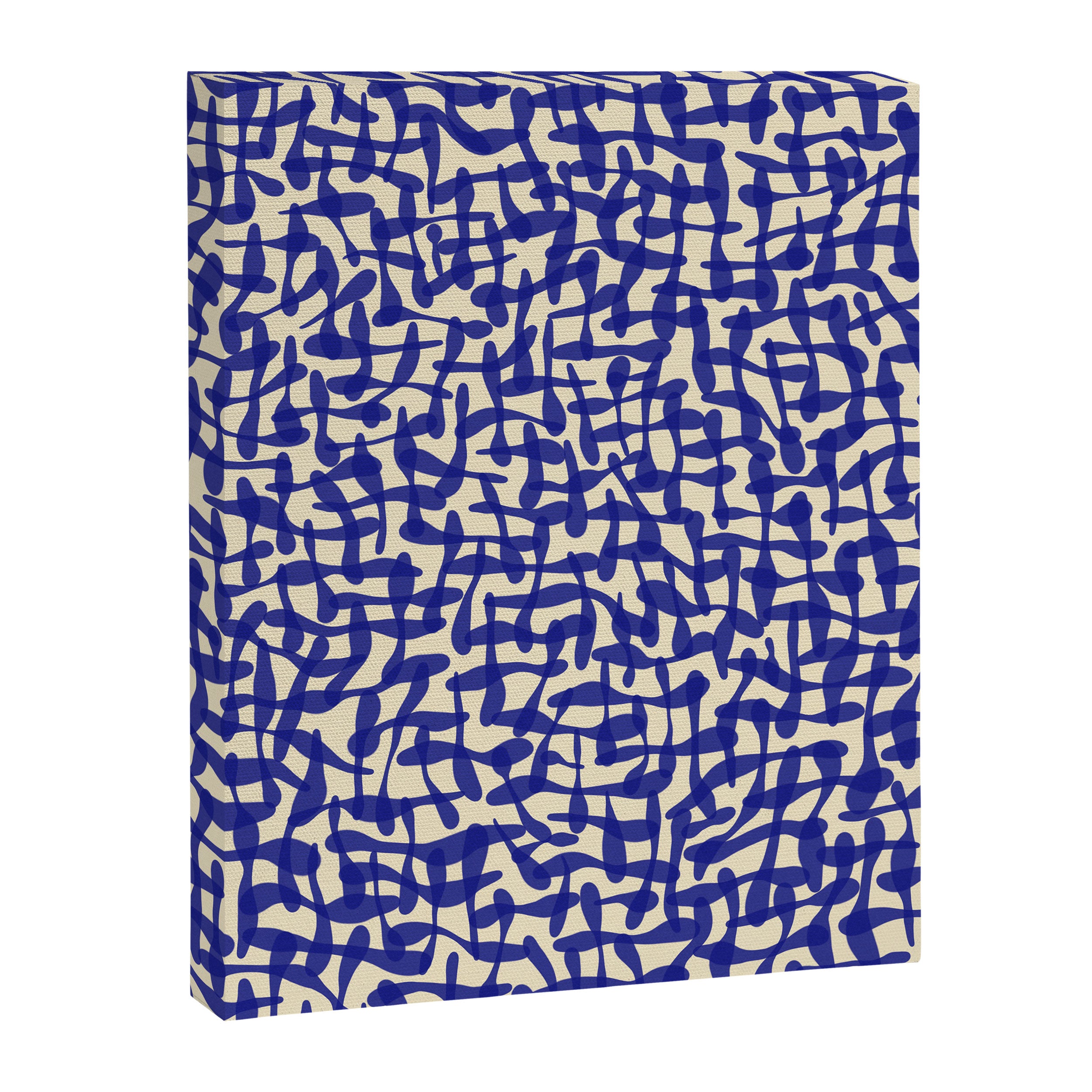 Playful strokes #4 / Blue on Beige Canvas Print Gallery Image 6