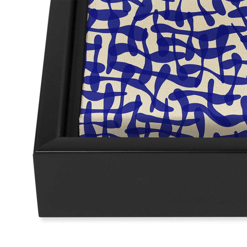 Playful strokes #4 / Blue on Beige Framed Canvas Print Gallery Image 3