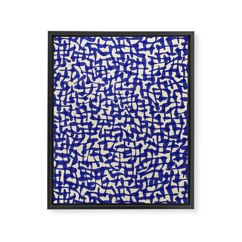 Playful strokes #4 / Blue on Beige Framed Canvas Print Gallery Image 6