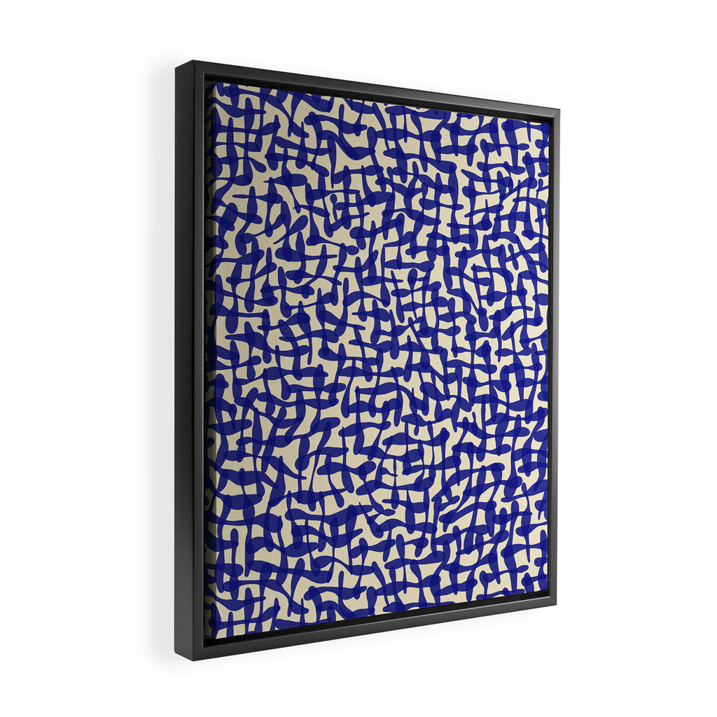 Playful strokes #4 / Blue on Beige Framed Canvas Print Gallery Image 2