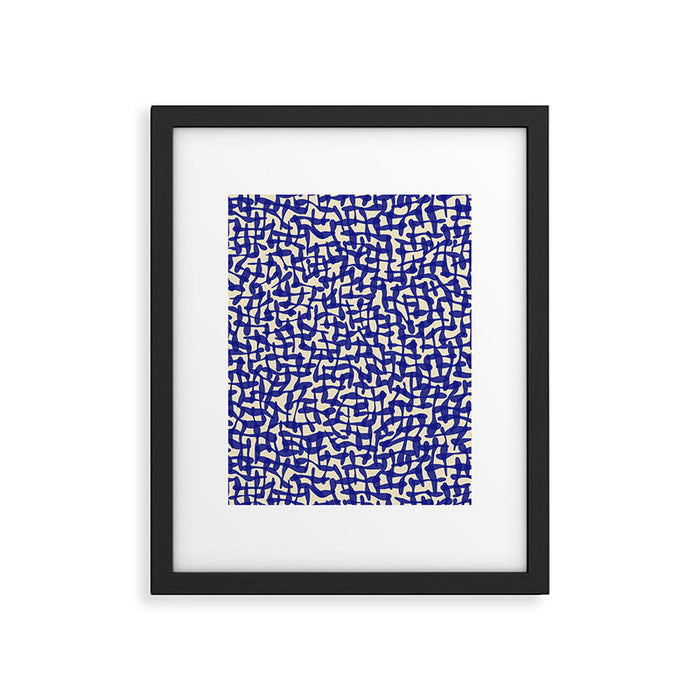 Playful strokes #4 / Blue on Beige Framed Art Print Gallery Image 1