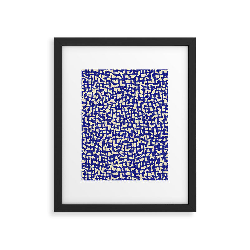 Playful strokes #4 / Blue on Beige Framed Art Print Gallery Image 5