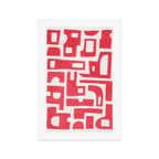 Red Abstract Shapes / Linocut Print Art Print Gallery Image 1