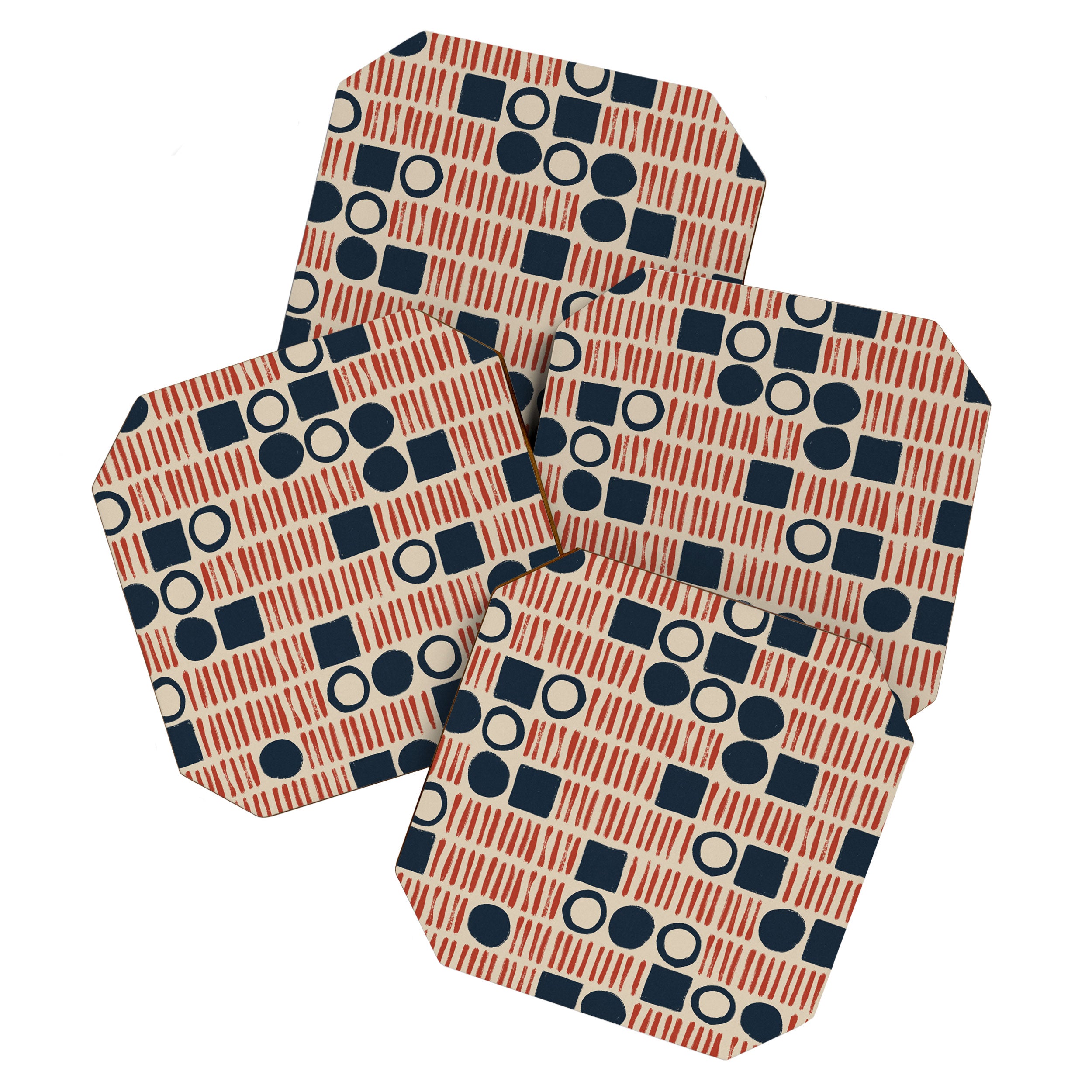 Red & Blue Hand-drawn Pattern #1 Coaster Gallery Image 1