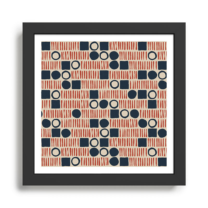 Red & Blue Hand-drawn Pattern #1 Framed Art Print Gallery Image 1
