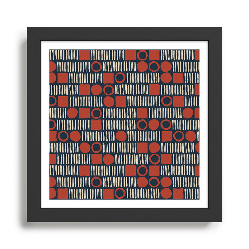 Red & Blue Hand-drawn Pattern #2 Framed Art Print Gallery Image 1