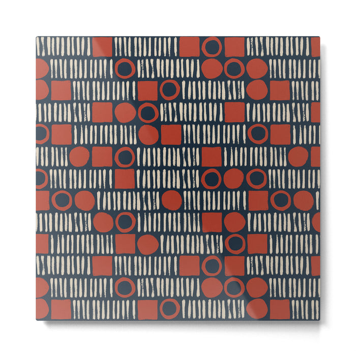 Red & Blue Hand-drawn Pattern #2 Metal Print Gallery Image 1