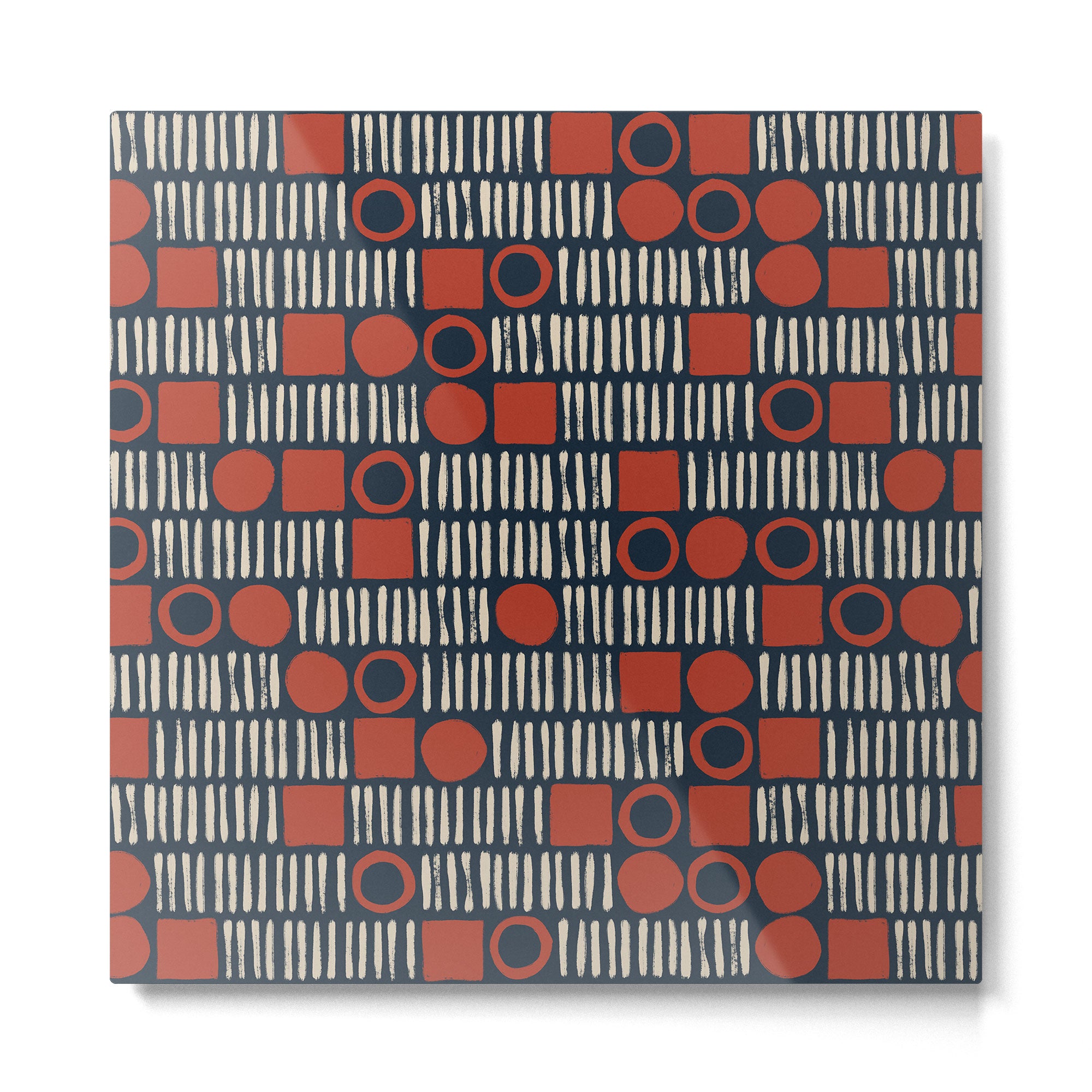 Red & Blue Hand-drawn Pattern #2 Metal Print Gallery Image 2