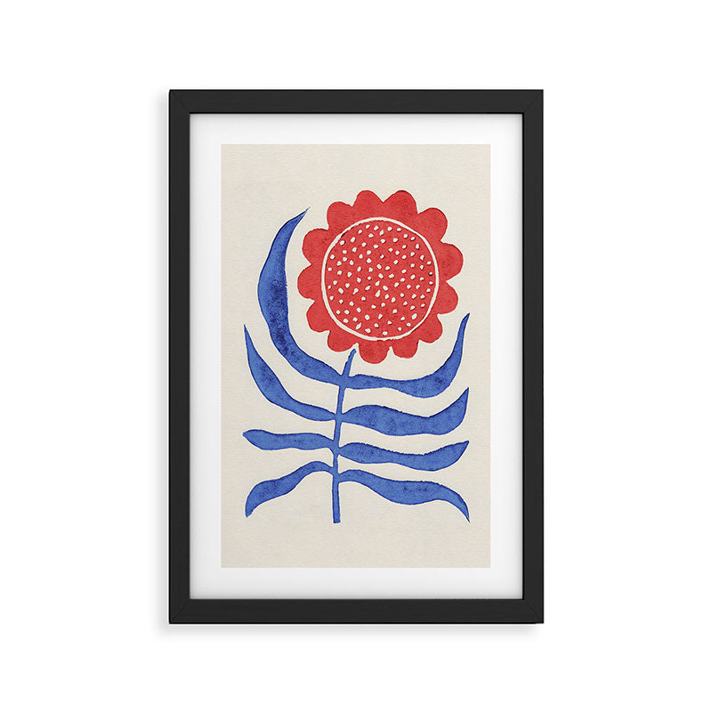 Red Flower / Lino Print Framed Art Print Gallery Image 3