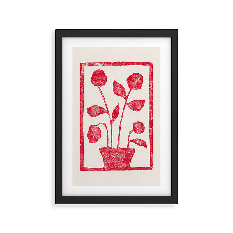 Red Roses / Lino Print Framed Art Print Gallery Image 2