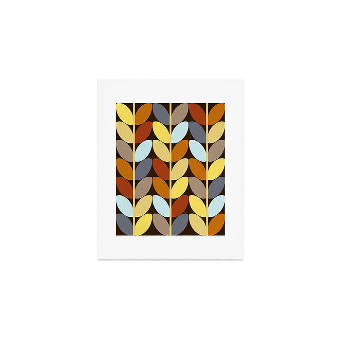Retro 70s Color Palette Leaf Pattern Art Print Gallery Image 1