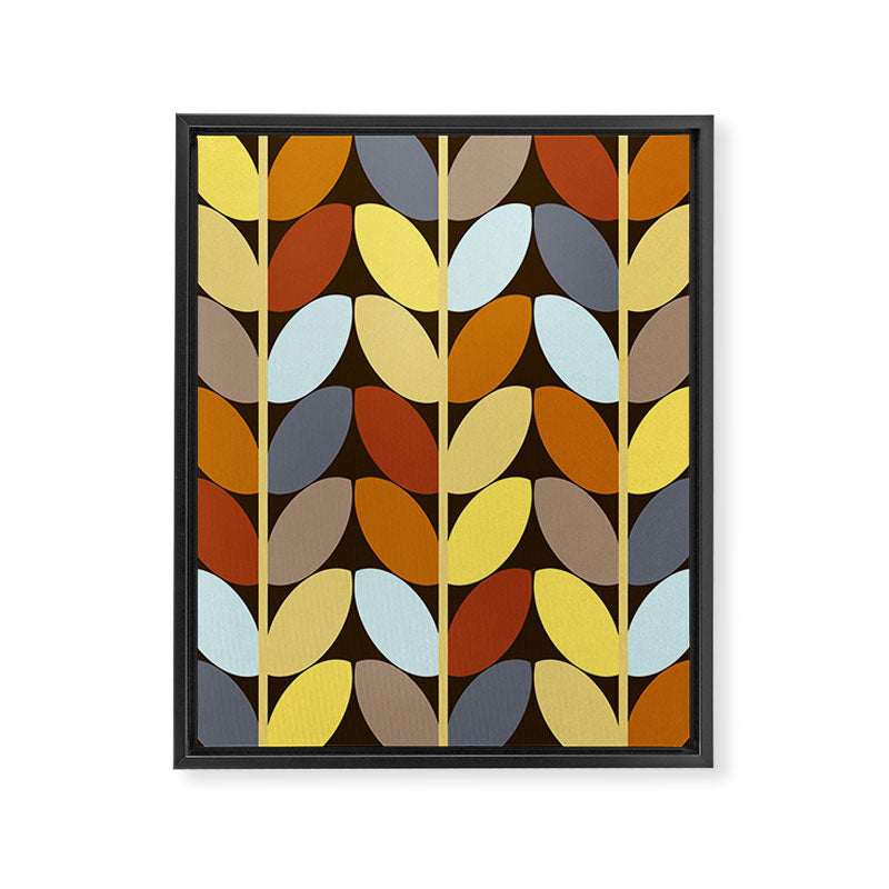 Retro 70s Color Palette Leaf Pattern Framed Canvas Print Gallery Image 8
