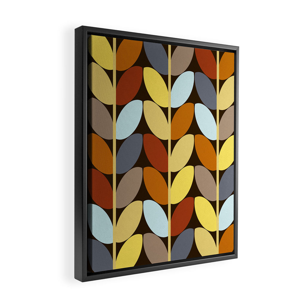 Retro 70s Color Palette Leaf Pattern Framed Canvas Print Gallery Image 2