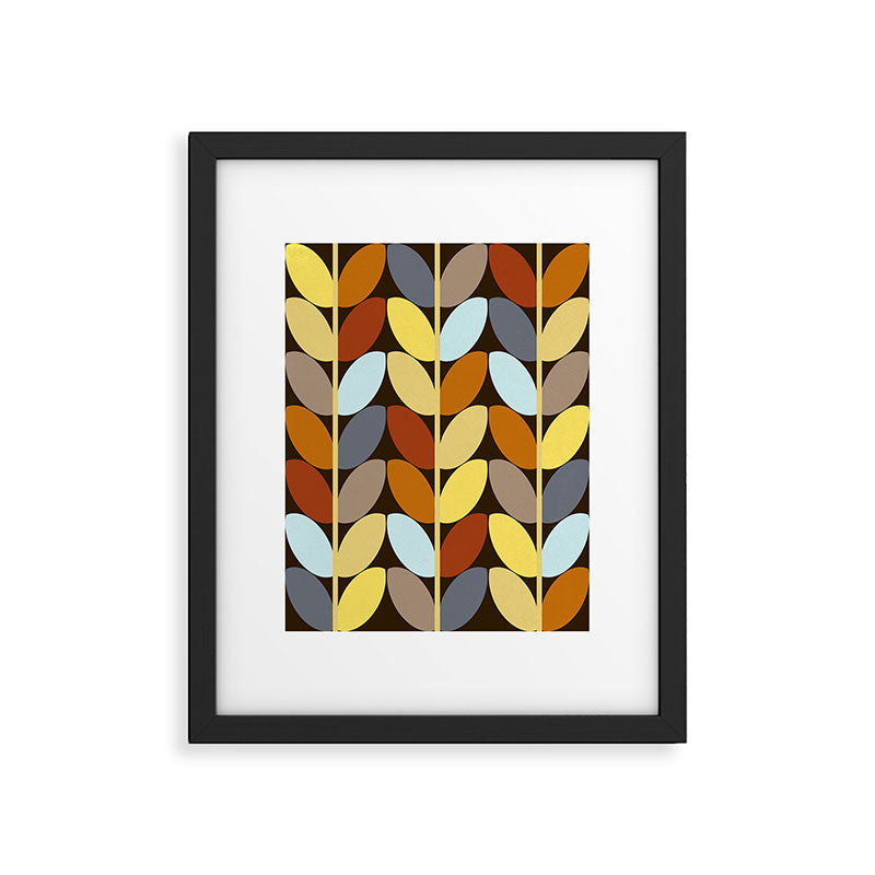 Retro 70s Color Palette Leaf Pattern Framed Art Print Gallery Image 6