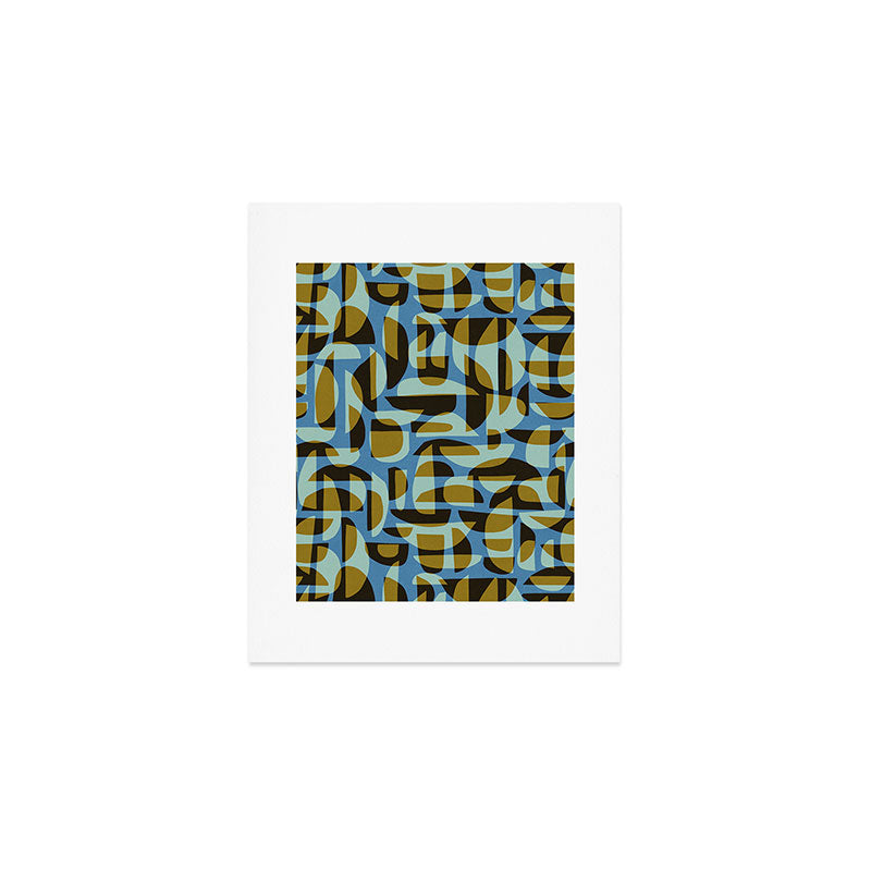 Simple Hand-cut Pattern #5 / Blue & Brown Art Print Gallery Image 1