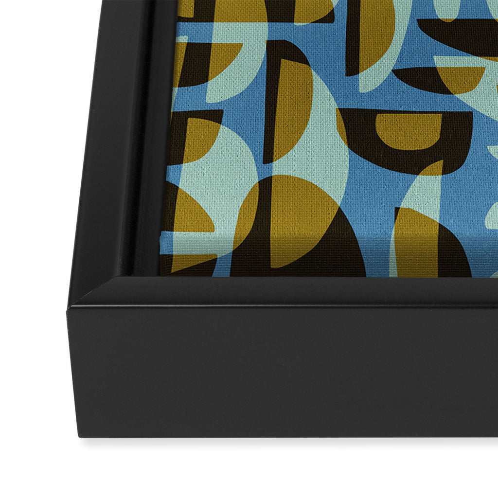 Simple Hand-cut Pattern #5 / Blue & Brown Framed Canvas Print Gallery Image 3