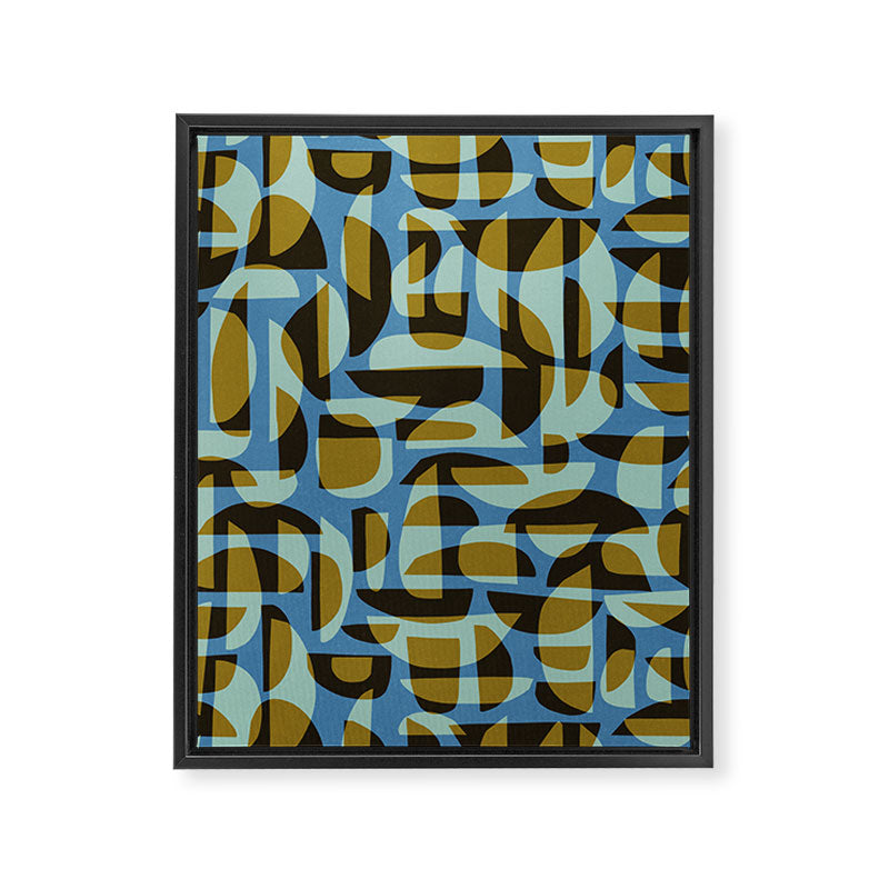 Simple Hand-cut Pattern #5 / Blue & Brown Framed Canvas Print Gallery Image 6