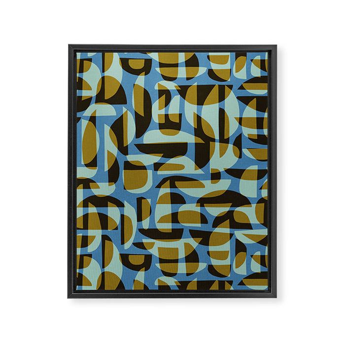 Simple Hand-cut Pattern #5 / Blue & Brown Framed Canvas Print Gallery Image 1