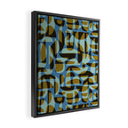 Simple Hand-cut Pattern #5 / Blue & Brown Framed Canvas Print Gallery Image 2