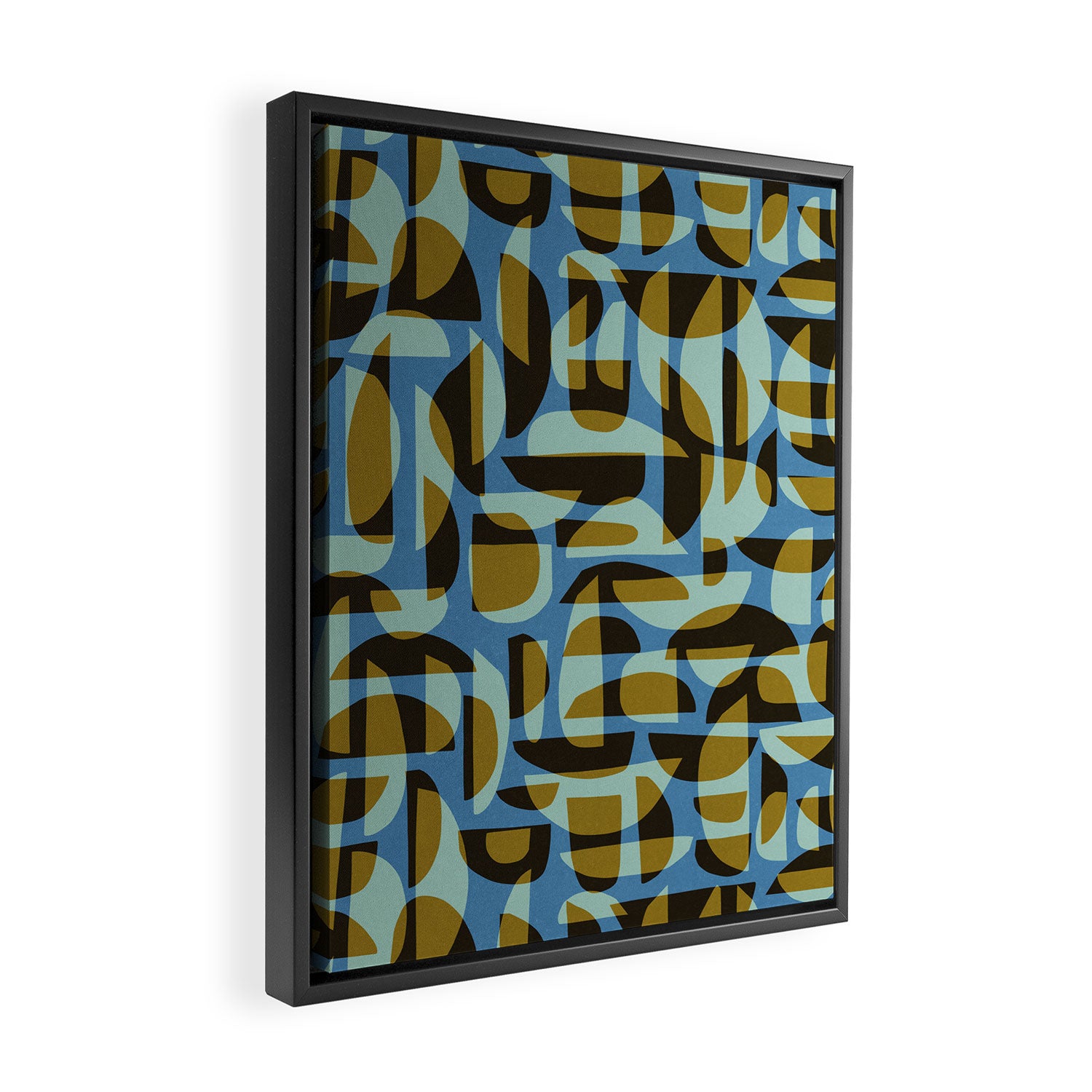 Simple Hand-cut Pattern #5 / Blue & Brown Framed Canvas Print Gallery Image 2